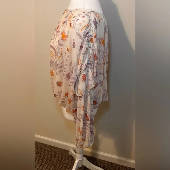 FREE PEOPLE Wildflower Honey Cream Floral Mesh Long Sleeve Top Size Small - Picture 2 of 6